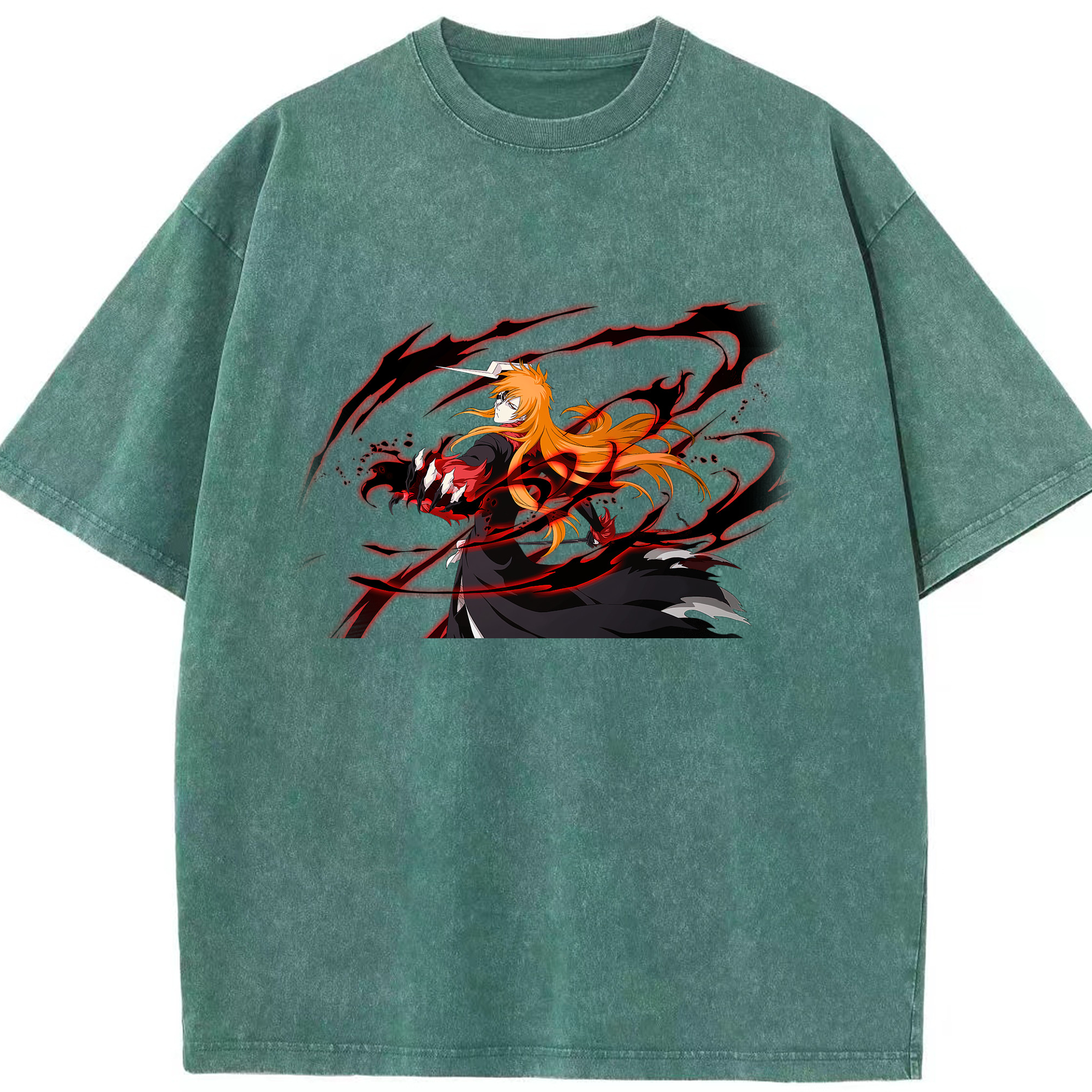 （画像用） ブリーチ 黒崎一護（くろさき いちご）BLEACH Kurosaki Ichigo 綿100% ヴィンテージ風 半袖Tシャツ（フロントプリント）